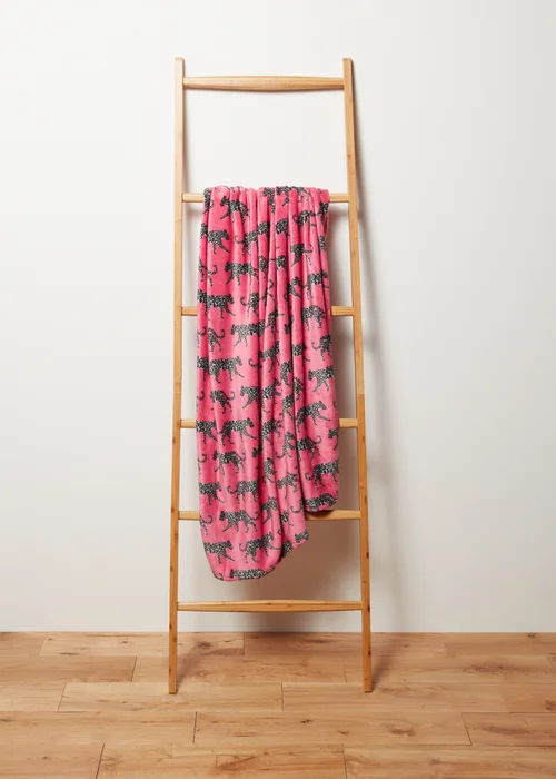 Pink Leopard Fleece Throw Image 1