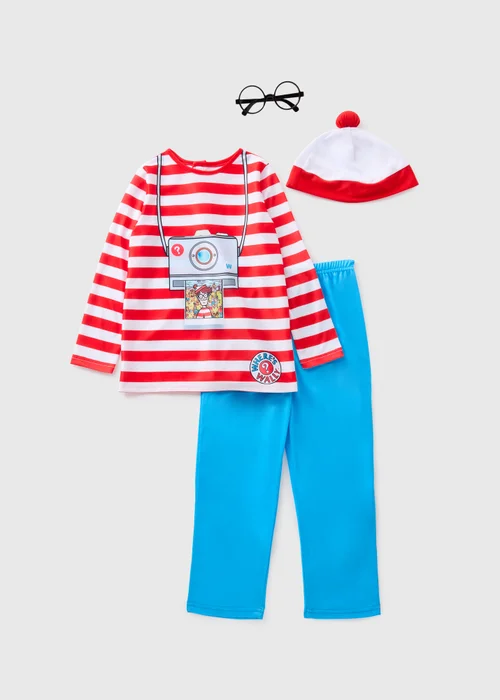 Where's Wally Kids Red Costume (3-10yrs) - 3-4 Yrs Image 1