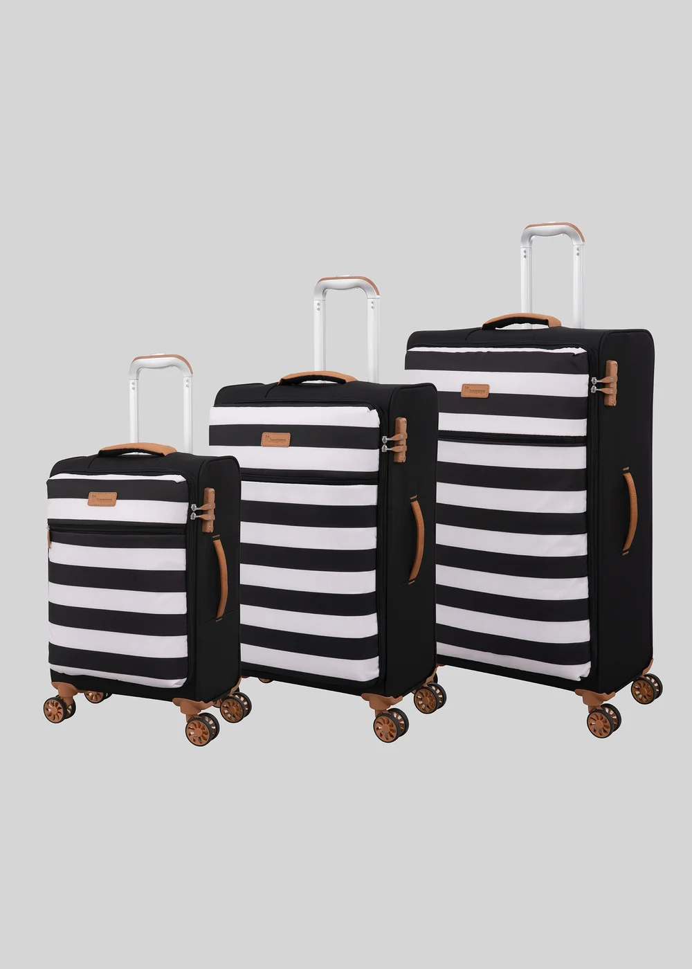 IT Luggage Black Stripe Soft Suitcase - Cabin Image 1