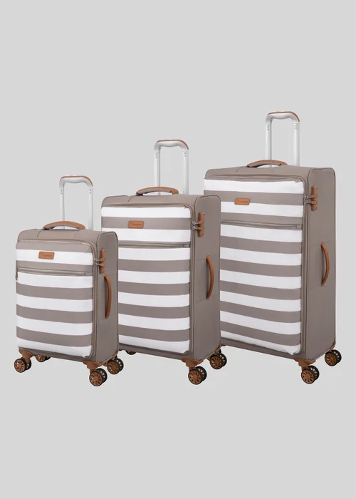 IT Luggage Taupe Stripe Soft Suitcase - Cabin Image 1
