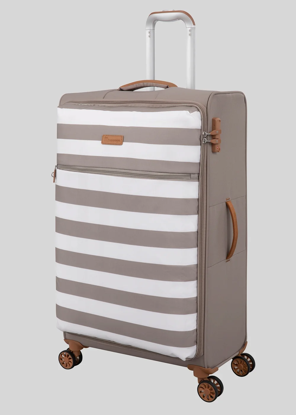 IT Luggage Taupe Stripe Soft Suitcase - Cabin Image 2