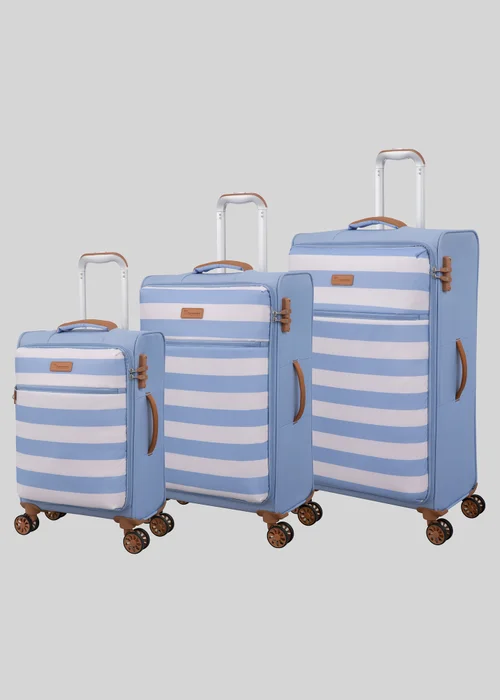 IT Luggage Blue Stripe Soft Suitcase - Cabin Image 1