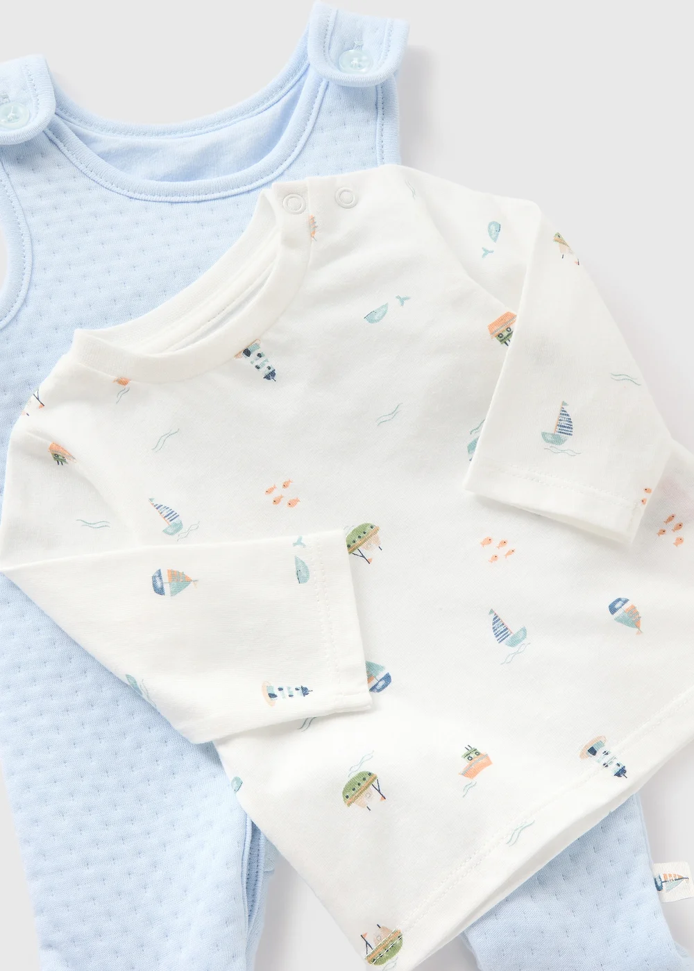 Baby Blue Boat Quilted Dungaree (Newborn-18mths) - 9-12 months Image 2