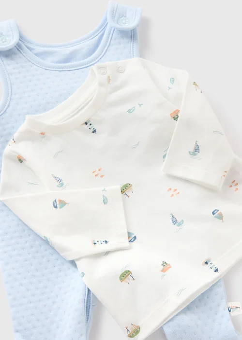 Baby Blue Boat Quilted Dungaree (Newborn-18mths) - 9-12 months Image 2