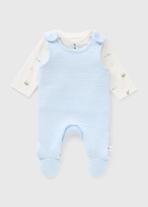 Baby Blue Boat Quilted Dungaree (Newborn-18mths) - 9-12 months Image 1