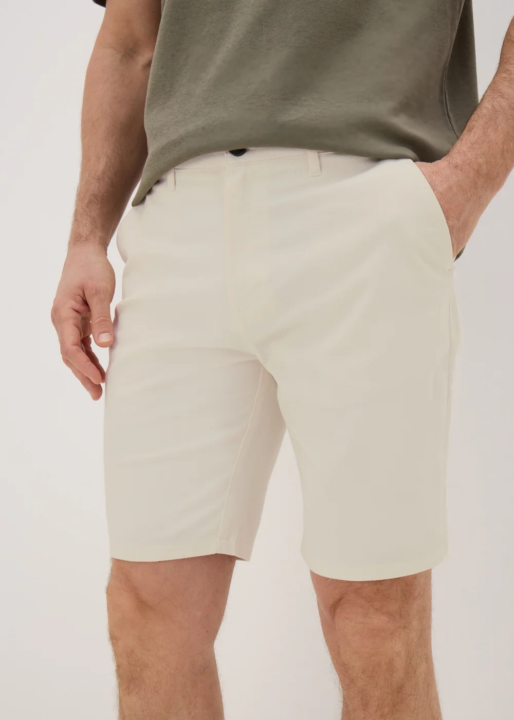 Ecru Slim Fit Chino Shorts - 30 Image 1