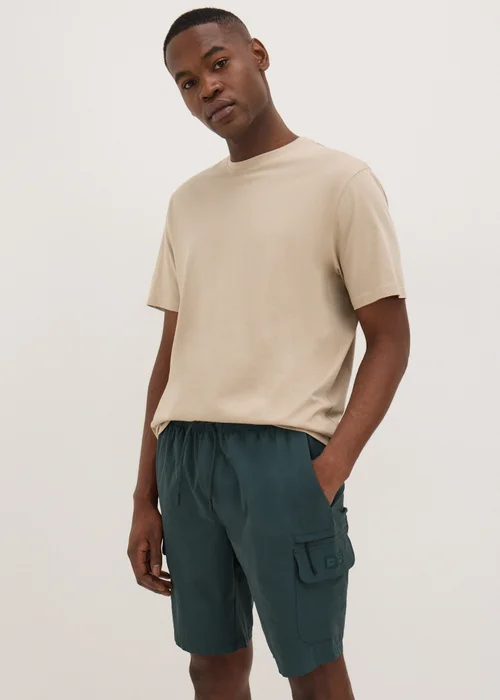 Teal Tech Drawcord Cargo Shorts - S Image 3