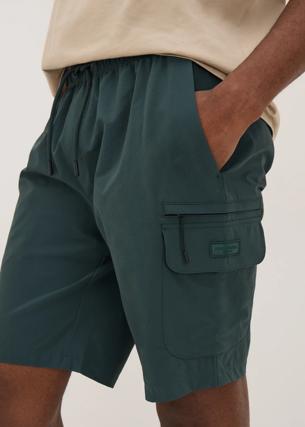 Teal Tech Drawcord Cargo Shorts - S Image 1