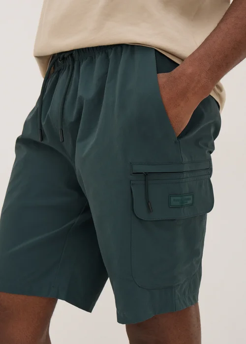 Teal Tech Drawcord Cargo Shorts - S Image 1