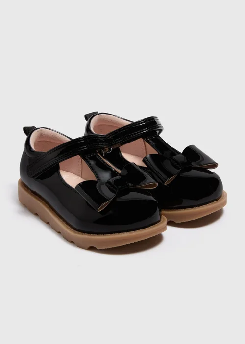 Girls Black Bow T-Bar Shoes (Younger 4-12) - Size 4 Infants Image 1