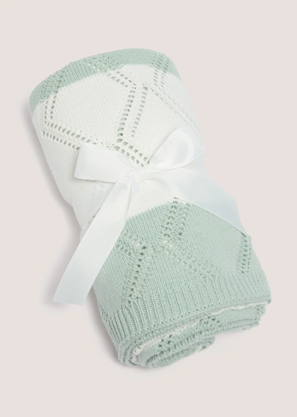 Baby Sage Stripe Knitted Blanket - One Size Image 1