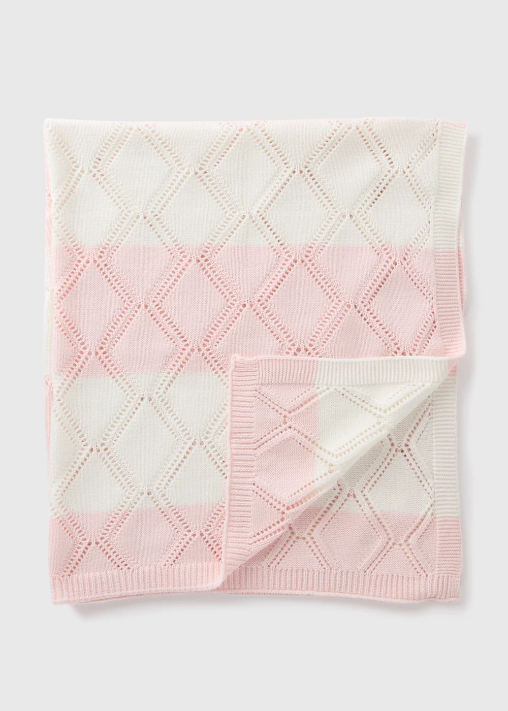 Baby Pink Stripe Knitted Blanket - One Size Image 2