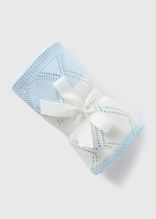 Baby Blue Stripe Knitted Blanket - One Size Image 1