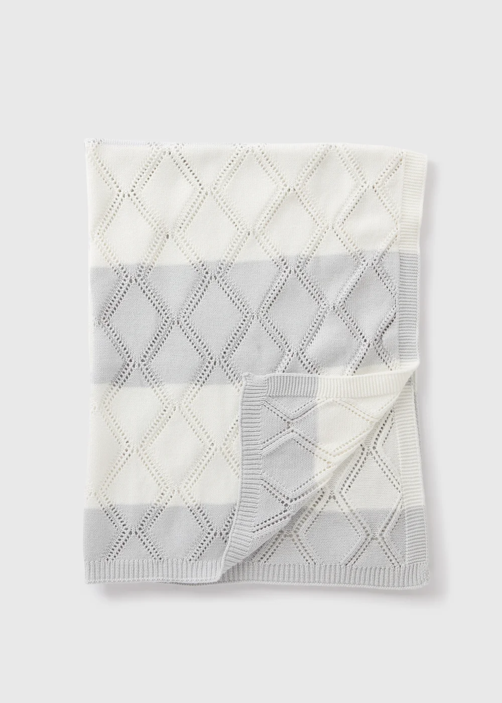 Baby Grey Stripe Knitted Blanket - One Size Image 2