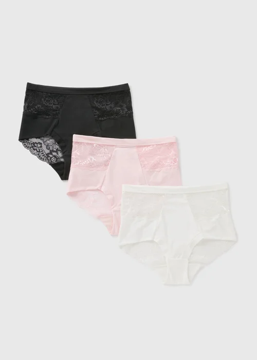 3 Pack Multicolour Lace Detail Full Knickers - 8 Image 1
