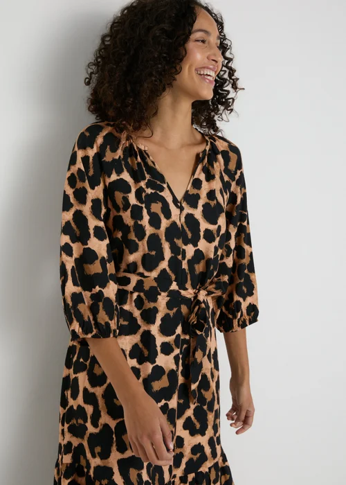 Et Vous Brown Animal Midi Dress - 8 Image 3