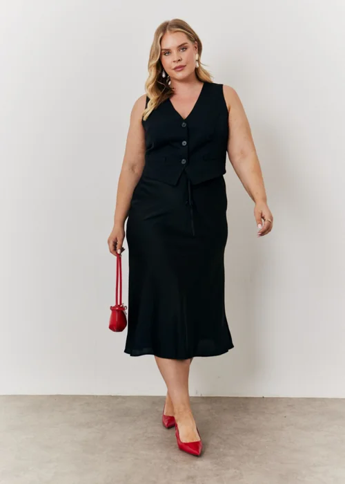 In The Style Black Satin Midi Skirt - 8 Image 4