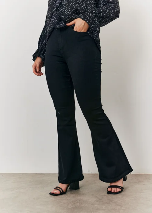In The Style Black Kick Flare Jeans - Size 8 Image 3