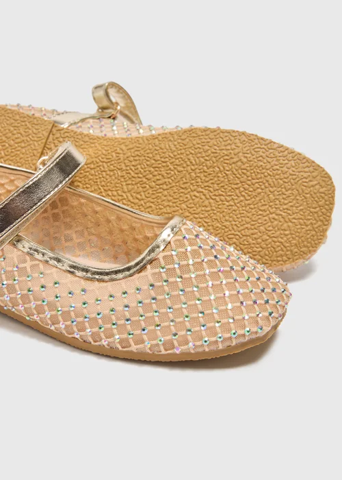Girls Gold Diamante Ballet Shoes (Younger 10-Older 5) - Size 1 Image 2