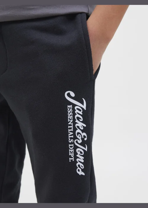 Jack & Jones Black Slogan Jogging Bottoms (8-16yrs) - 8 Yrs Image 3