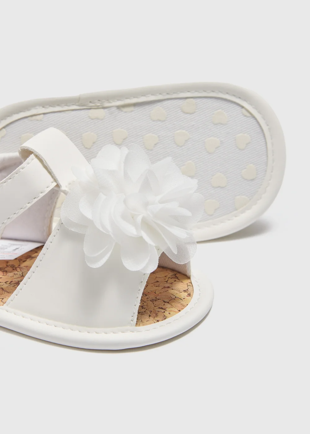 Baby White Corsage Soft Sole Sandals (Newbown-18mths) - 0-3 months Image 2