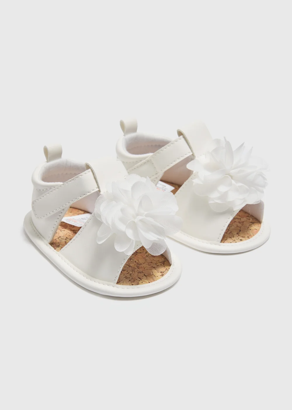 Baby White Corsage Soft Sole Sandals (Newbown-18mths) - 0-3 months Image 1