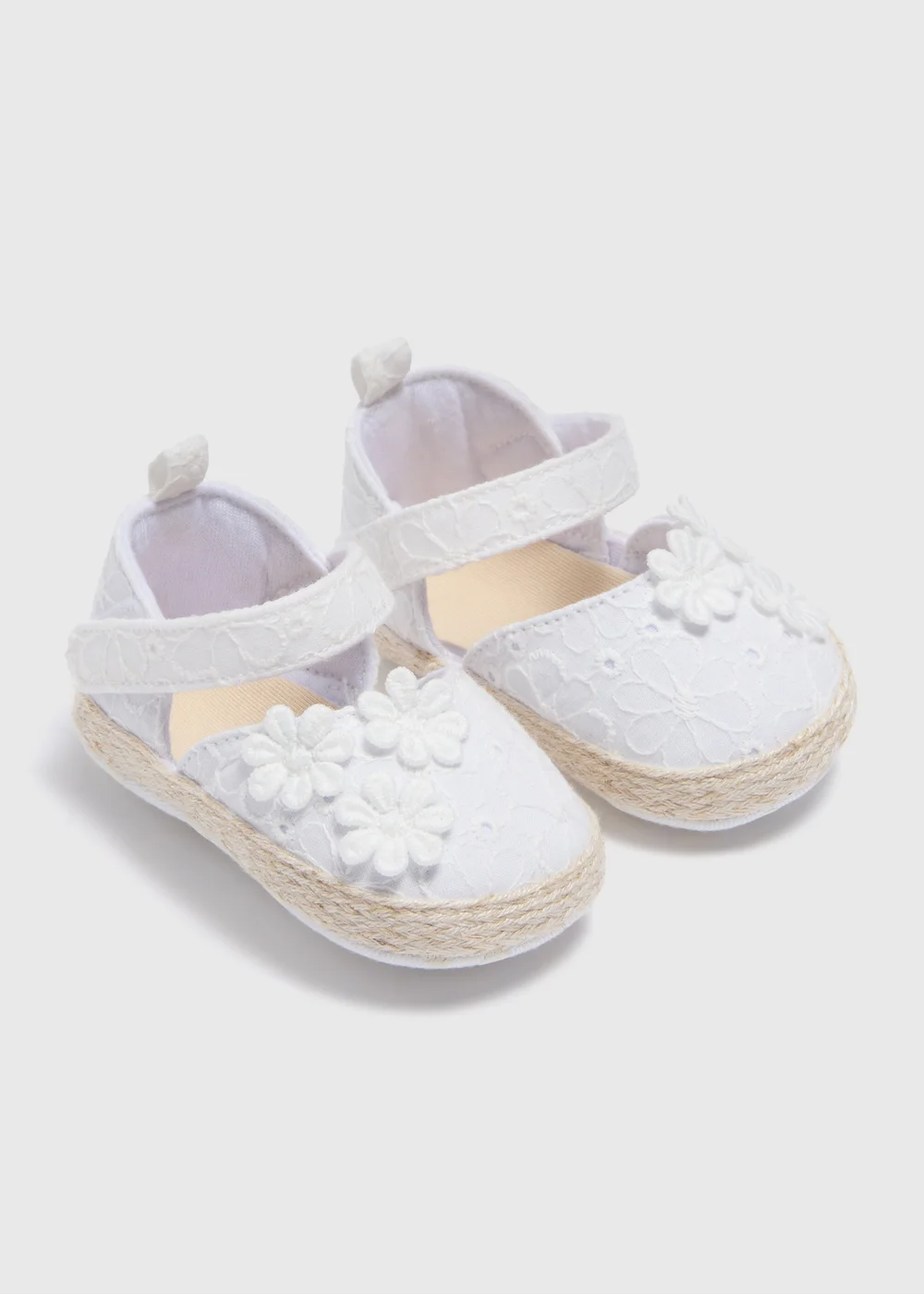 Baby White Broderie Mary Jane Shoes (Newborn-18mths) - Age 0 - 3 Months Image 1