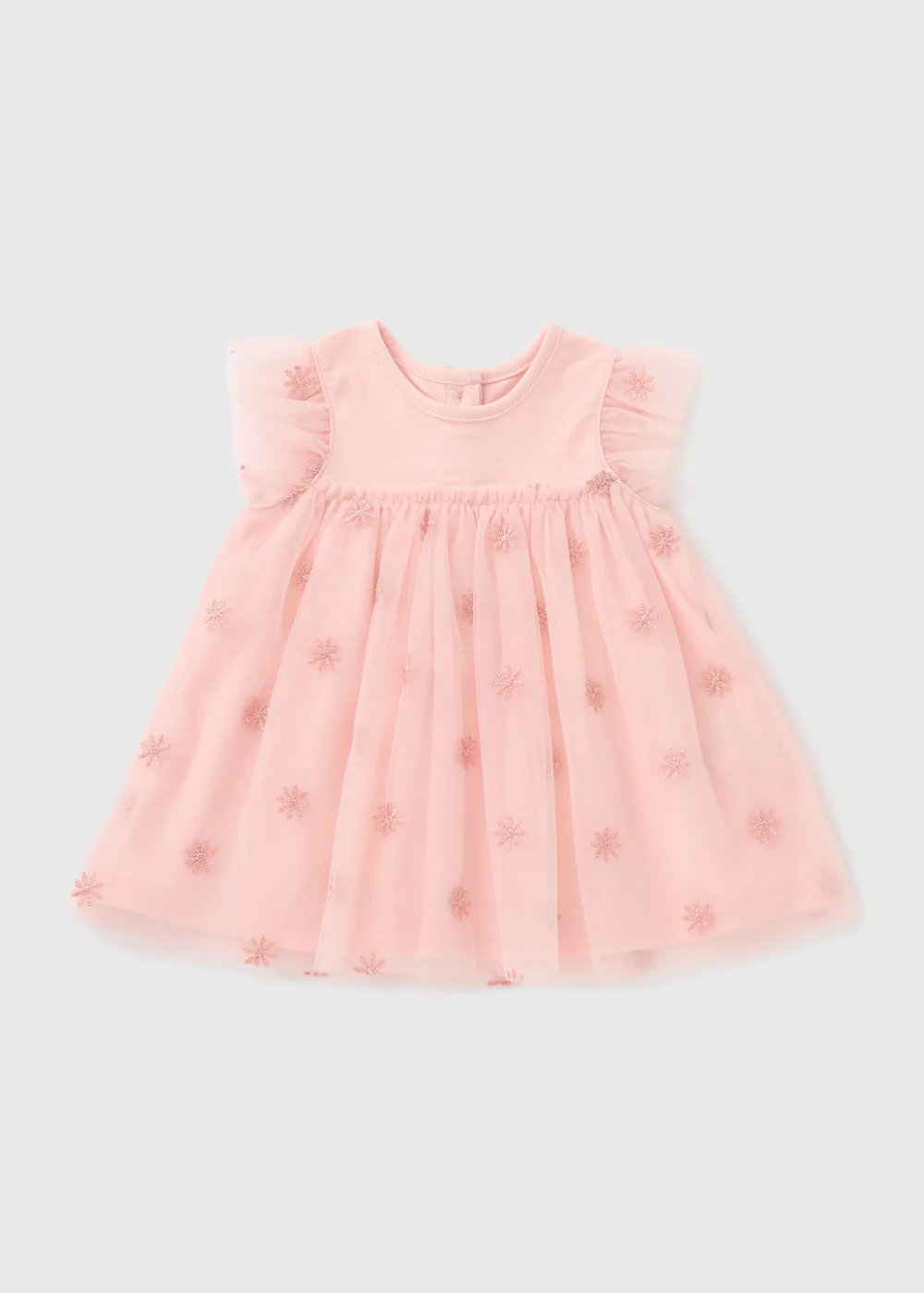 Baby Pink Chiffon Mesh Dress (Newborn-18mths) - 0-3 months Image 1
