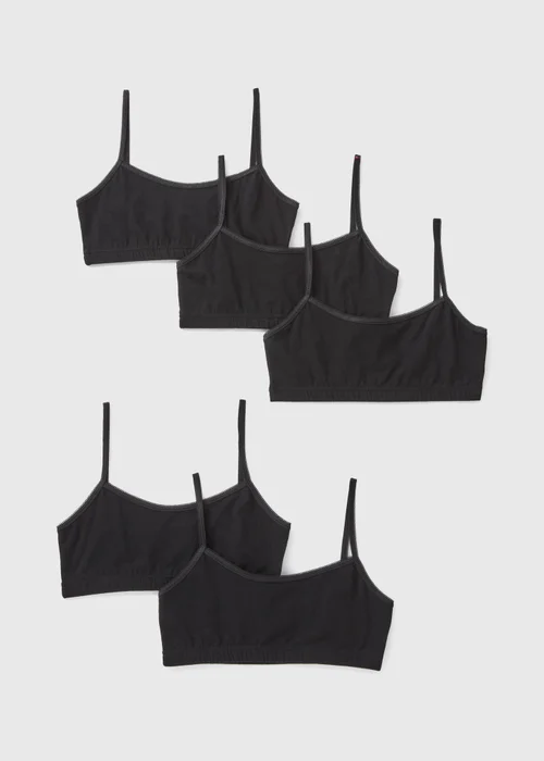 5 Pack Girls Black Core Crop Tops (Younger 6-Older 12yrs) - 6-7 Yrs Image 1
