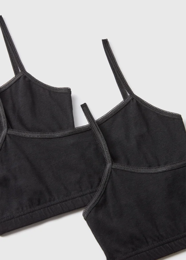 5 Pack Girls Black Core Crop Tops (Younger 6-Older 12yrs)