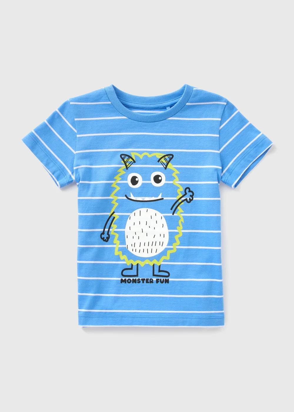 Boys Blue Stripe Monster Stripe T-Shirt (1-7yrs) - 1-1.5 Yrs Image 1