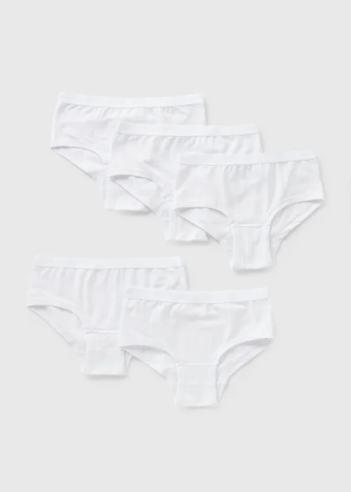 Girls 5 Pack White Shorts (6-13yrs) - 6-7 Yrs Image 1
