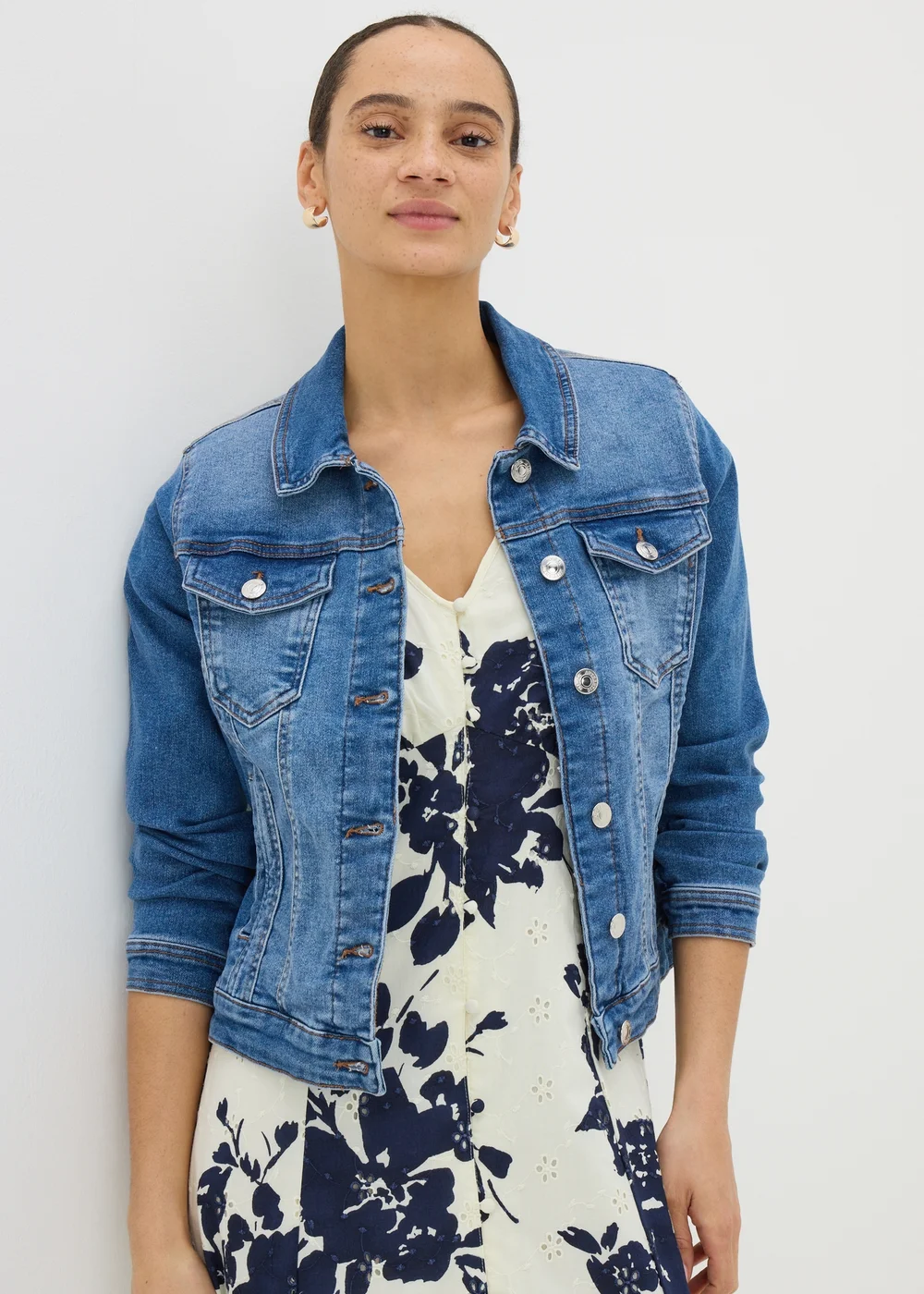 Blue Mid Wash Stretch Denim Jacket - 8 Image 1