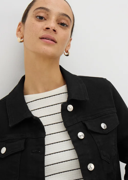 Black Stretch Denim Jacket - 8 Image 3
