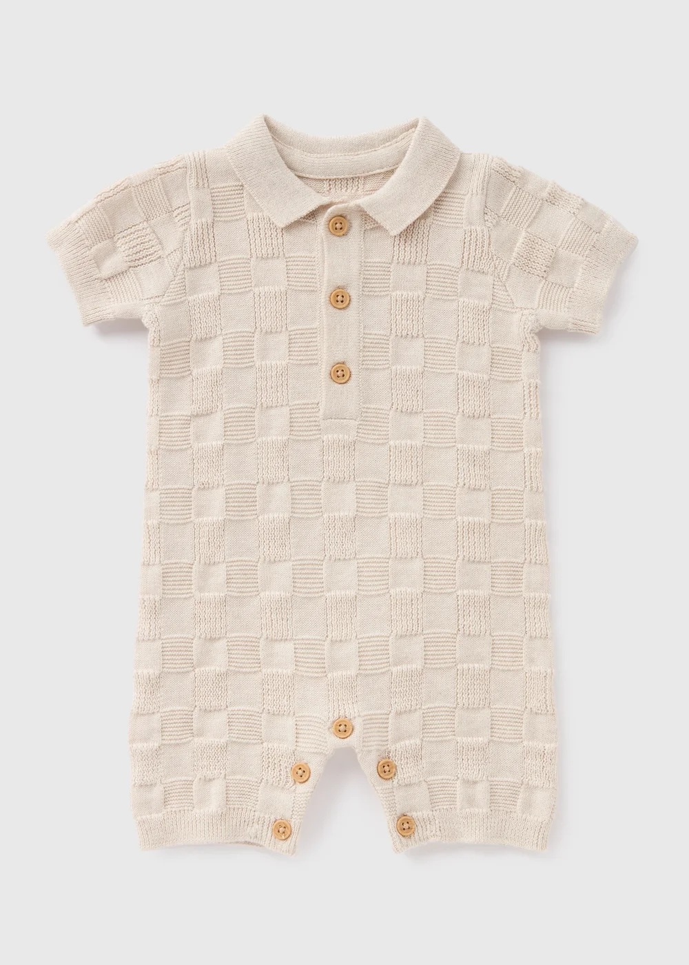 Baby Beige Knitted Romper (Newborn-23mths) - 0-3 months Image 1