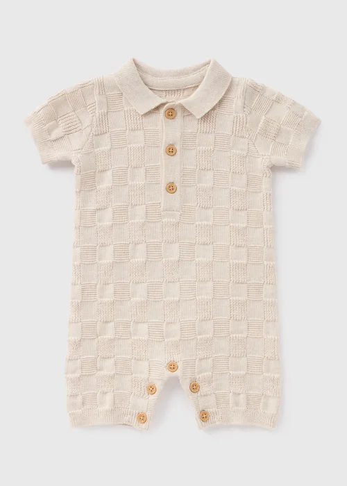 Baby Beige Knitted Romper (Newborn-23mths) - 0-3 months Image 1