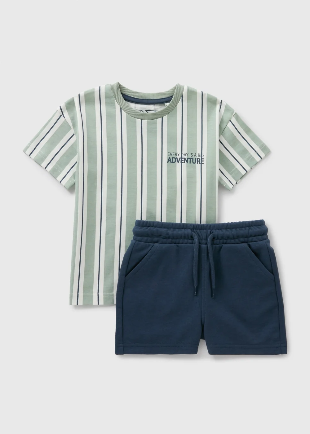 Boys Green Stripe T-Shirt & Shorts Set (1-7yrs) - 1-1.5 Yrs Image 1