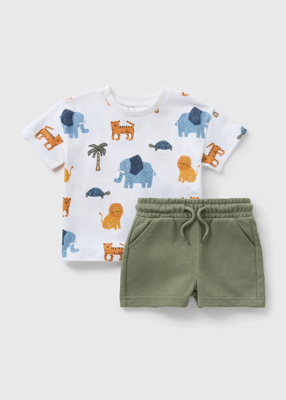 Boys Khaki Safari T-Shirt & Shorts Set (1-7yrs) - 1-1.5 Yrs Image 1