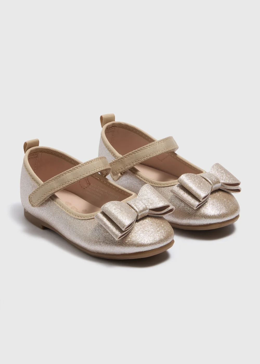 Girls Gold Bow Ballet Shoes (Younger 4-9) - Size 4 Infants Image 1