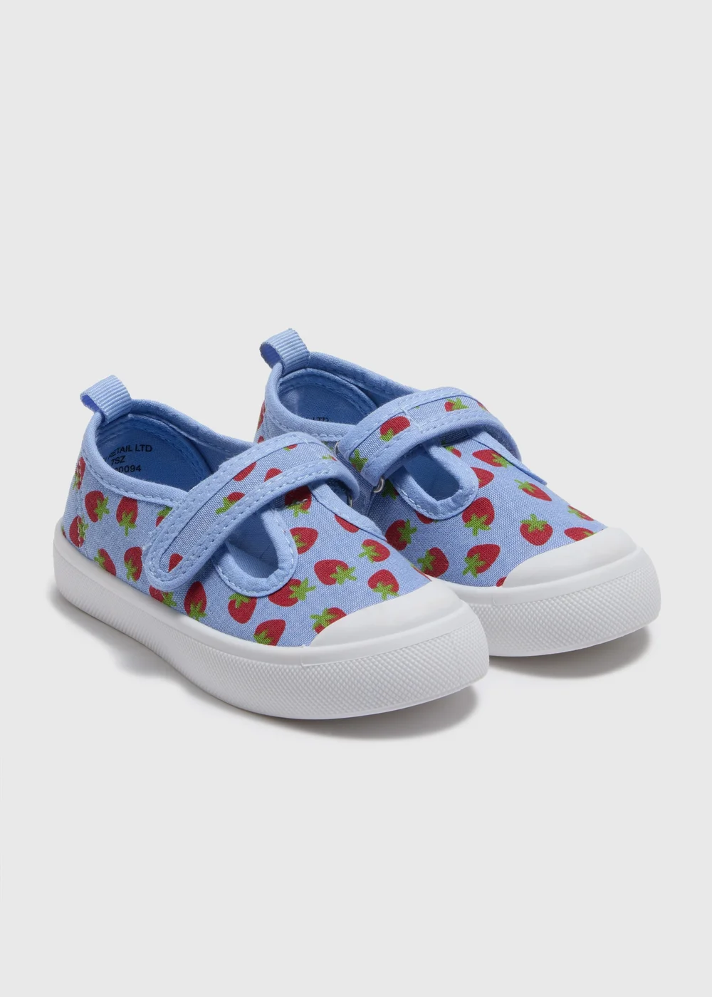 Girls Blue Strawberry T-Bar Shoes (Younger 4-12) - Size 4 Infants Image 1