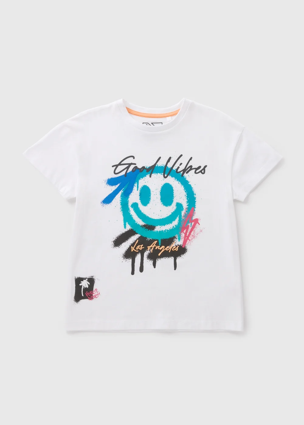 Boys White Good Vibes Graffiti T-Shirt (7-15yrs) - 7 Yrs Image 1
