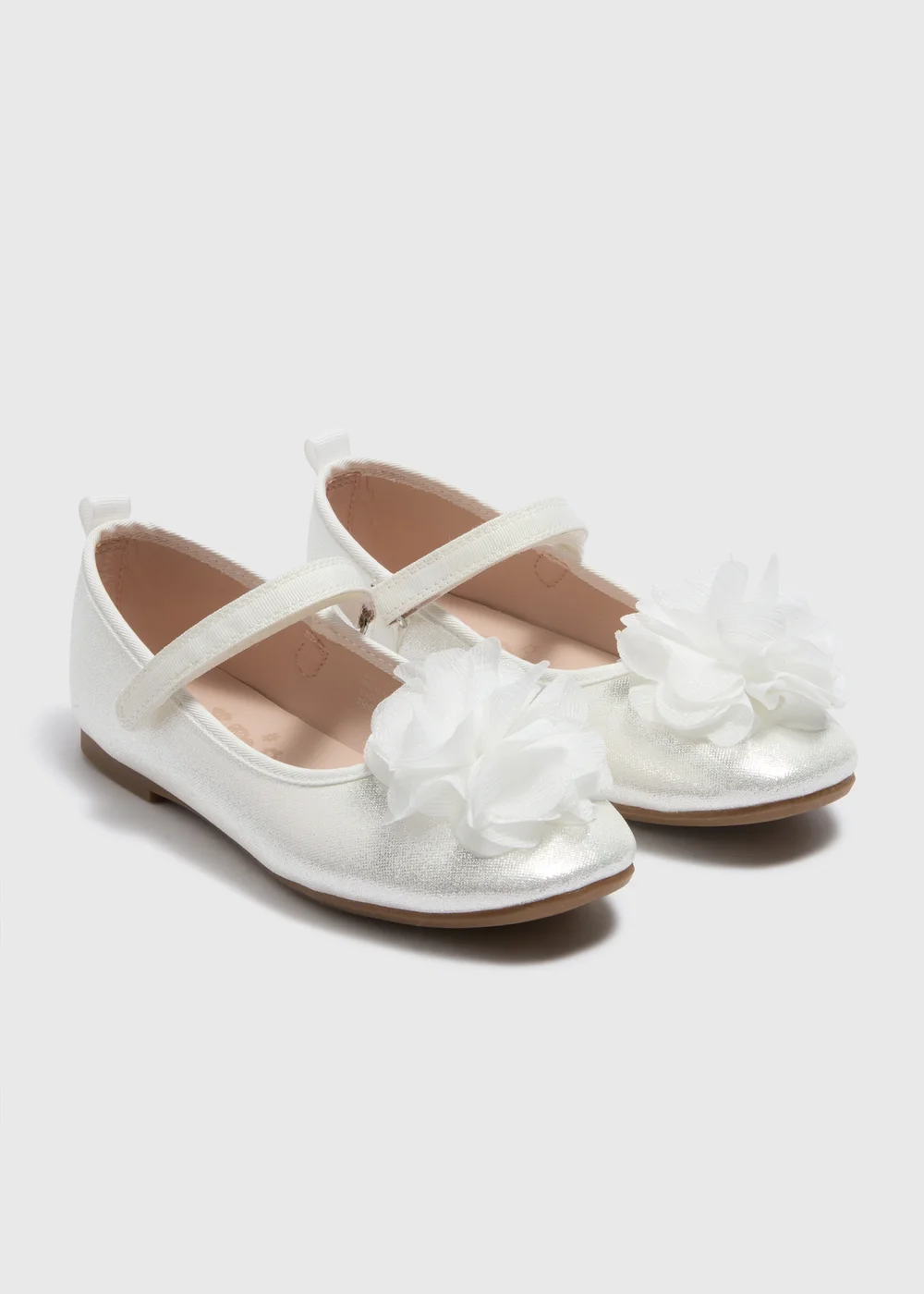 Girls White Corsage Ballet Shoes (Younger 10-Older 5) - Size 1 Image 1
