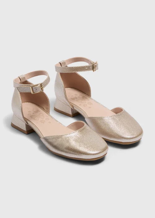 Girls Gold Block Heels (Younger 10-Older 2) - Size 1 Image 1