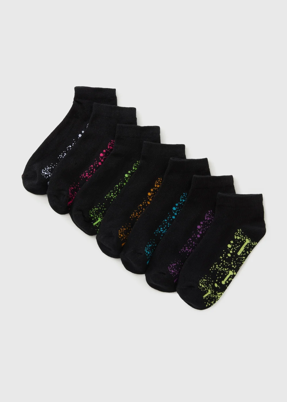 7 Pack Boys Splatter Trainer Socks (Younger 6-Older 6.5) - 6-8.5 Image 1