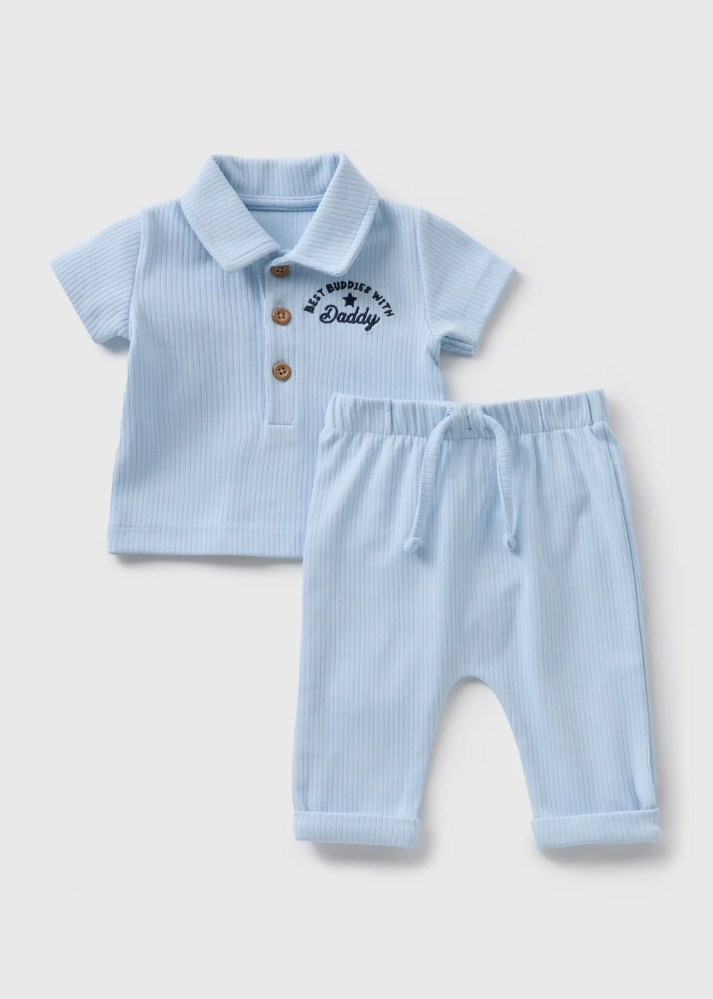Baby Blue Daddy Polo & Trouser Set (Newborn-23mths) - 0-3 months Image 1