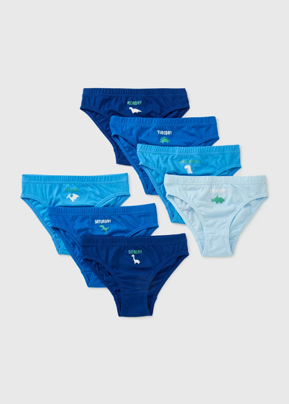 7 Pack Boys Blue Dino Briefs (1-11yrs) - 1.5-2 Yrs Image 1