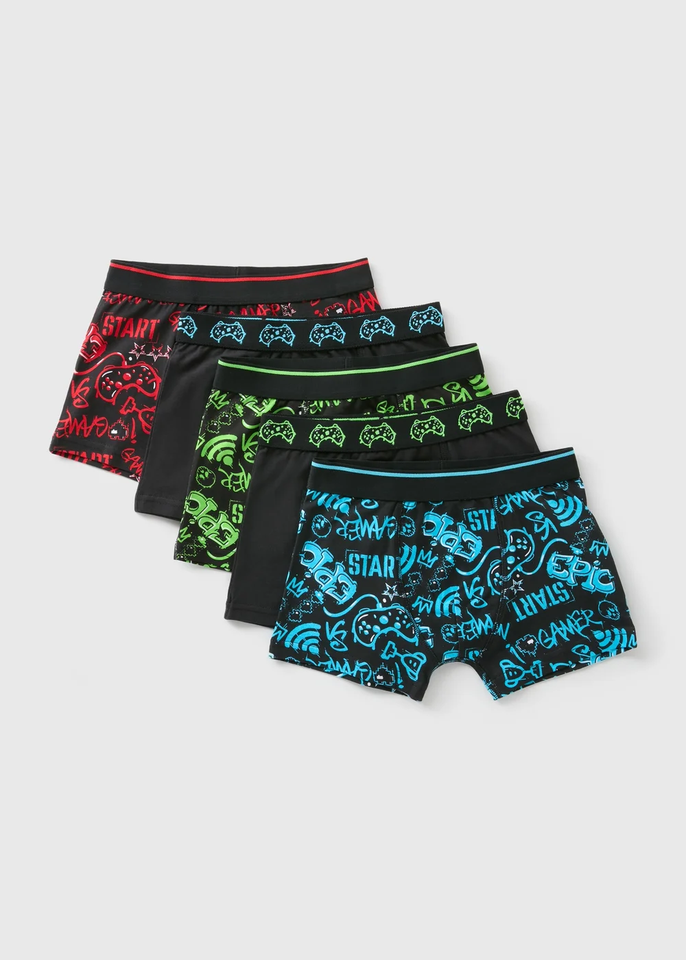 Boys 5 Pack Gamer Print Boxers (6-13yrs) - 6-7 Yrs Image 1