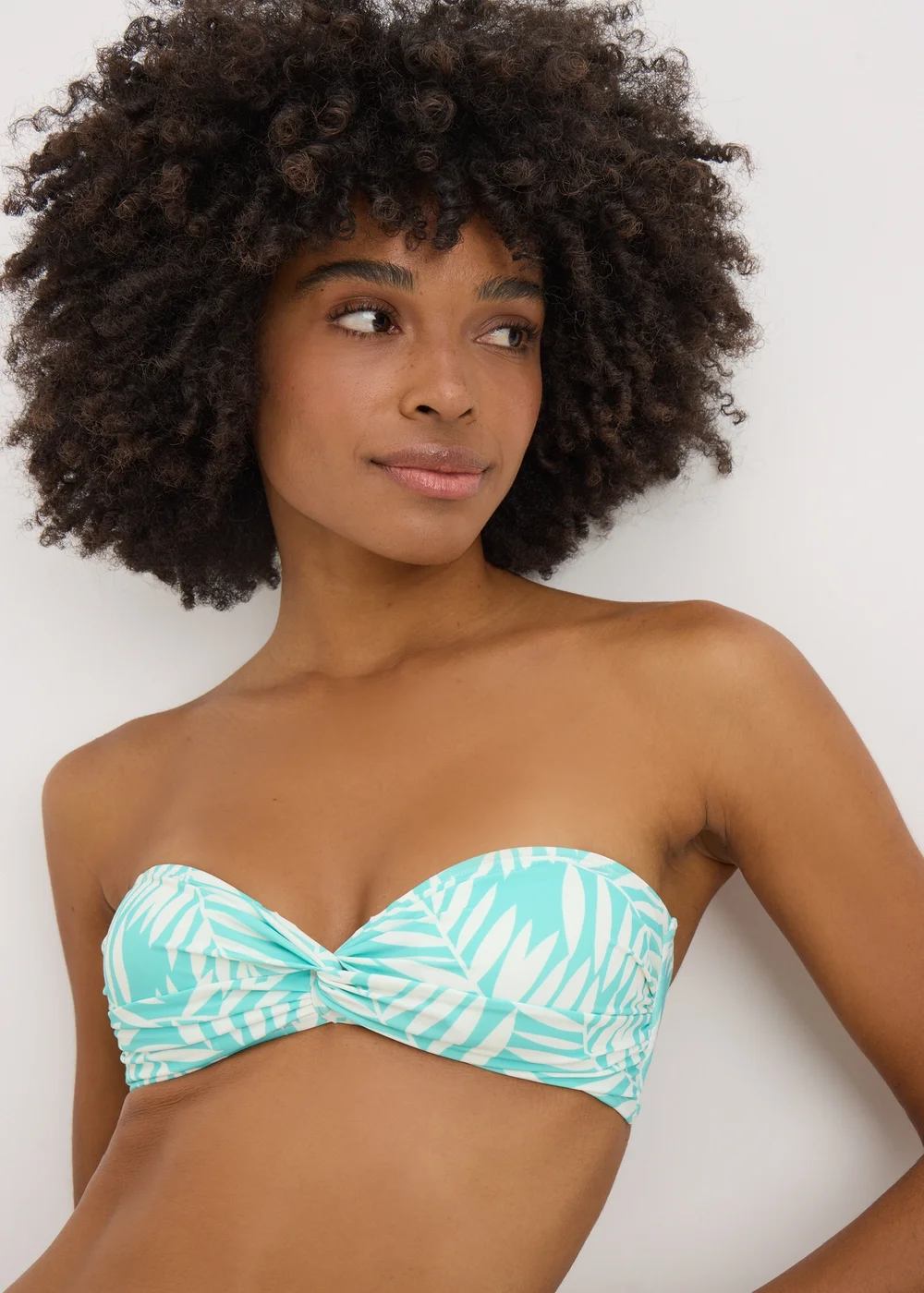 Blue Leaf Twist Print Bikini Top - 6 Image 2