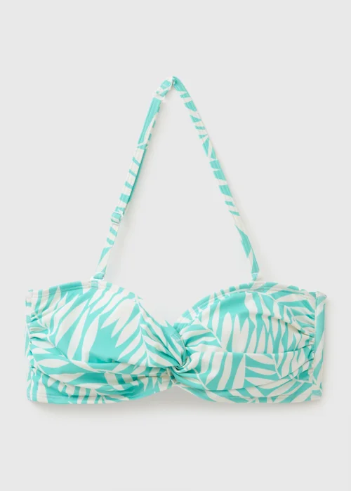Blue Leaf Twist Print Bikini Top - 6 Image 3