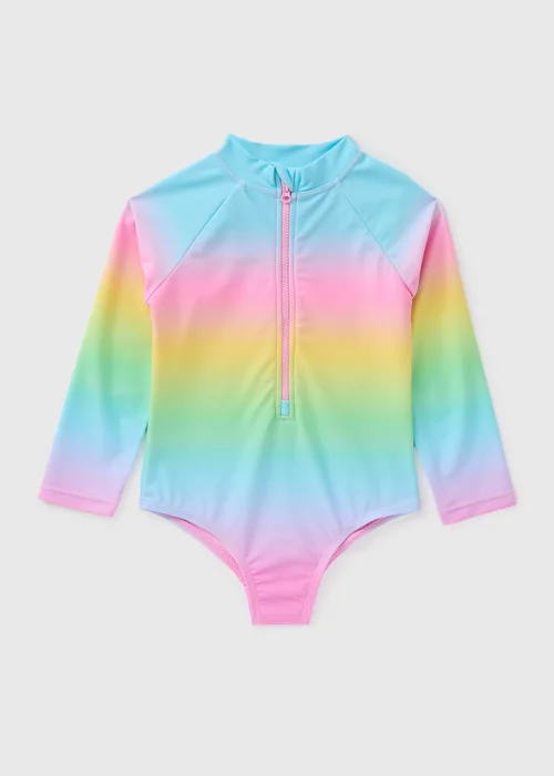 Girls Multicolour Ombre Zip Up Swimsuit (1-7yrs) - 1-1.5 Yrs Image 1